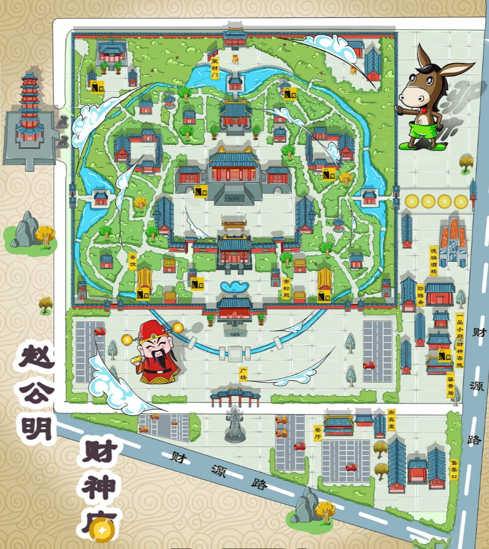 凤庆寺庙类手绘地图